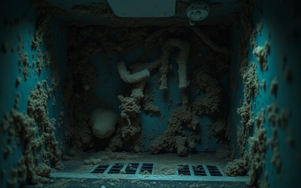 Bacteria and mold inside a neglected ice machine