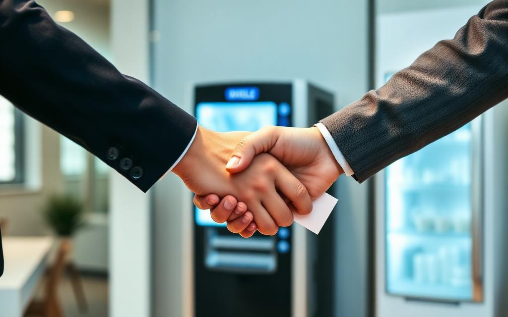 Handshake symbolizing flexible month-to-month ice machine lease
