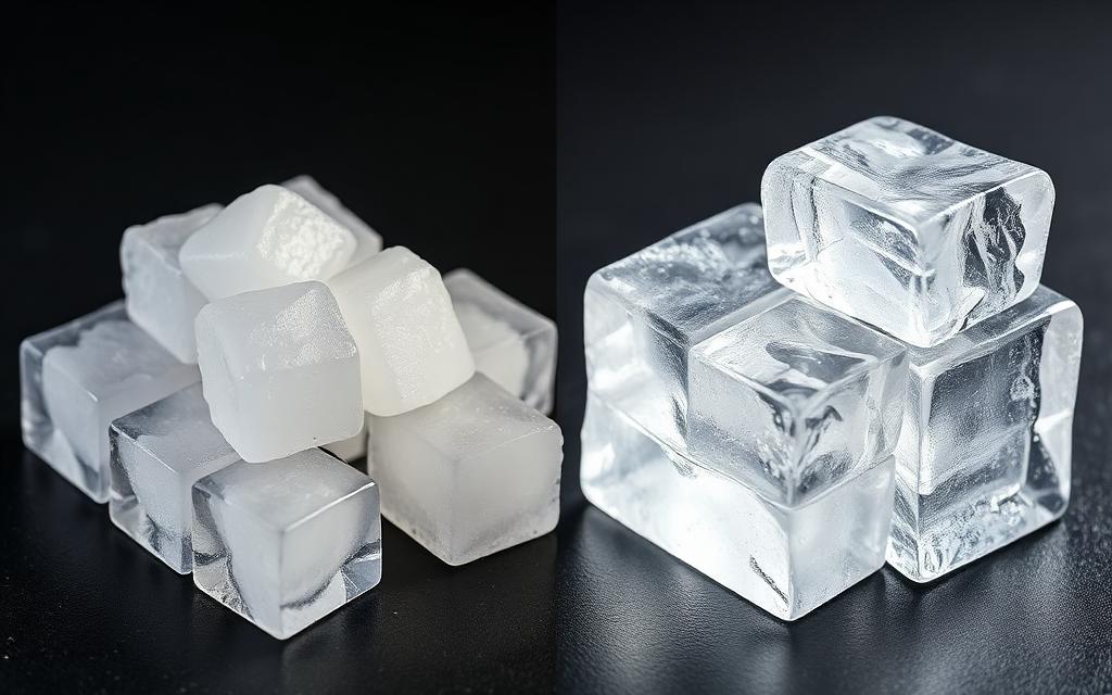 Cloudy ice vs crystal clear ice comparison
